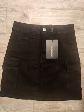 PrettyLittleThing Black Denim Mini Skirt
